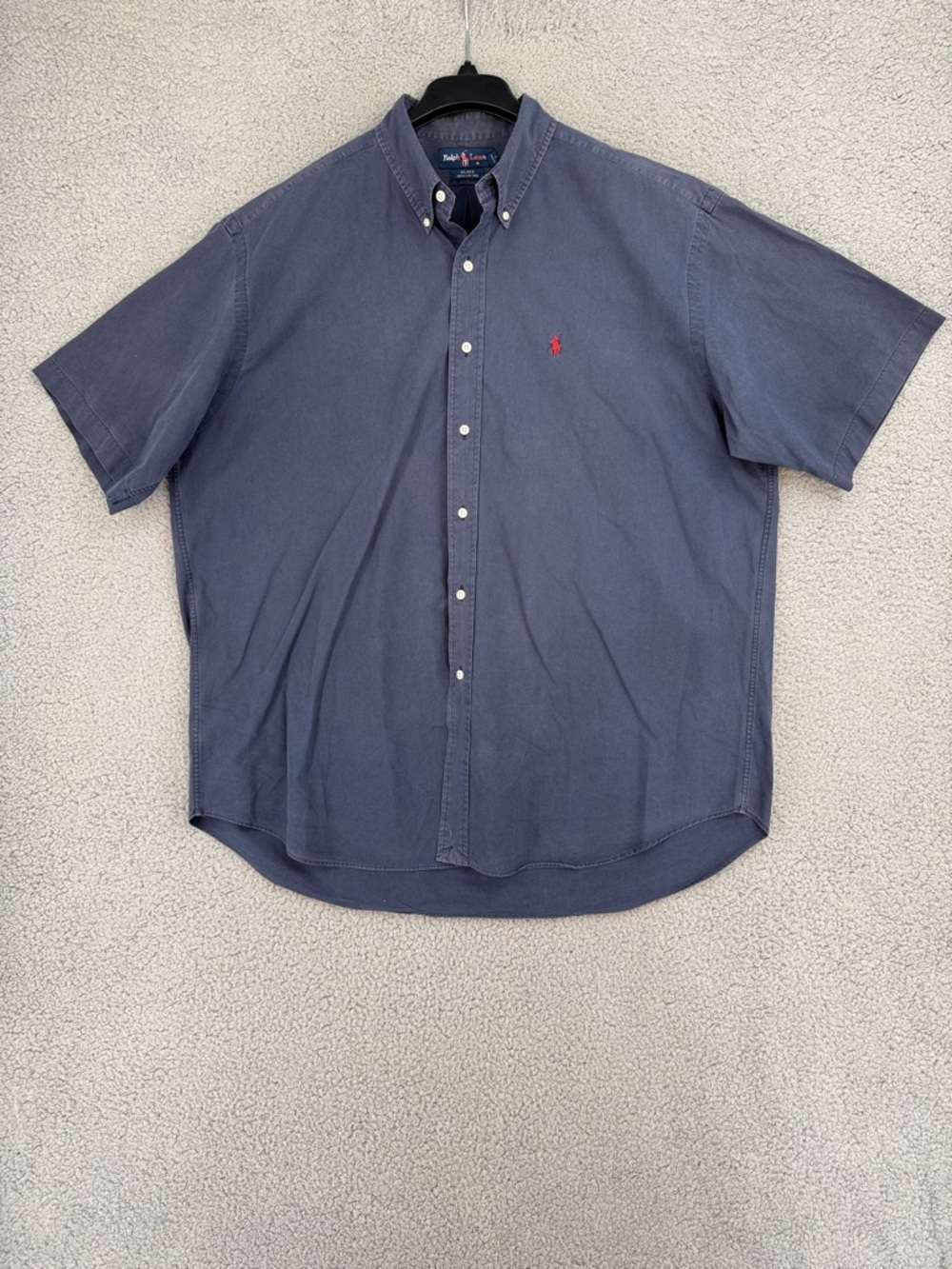 Ralph Lauren Blake Men’s XL Short Sleeve Button Down Shirt Navy Red Pony